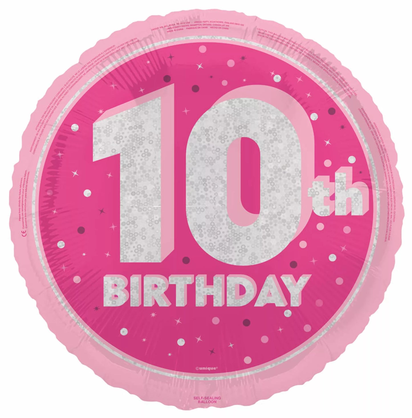 10th Birthday Round Foil helium balloon