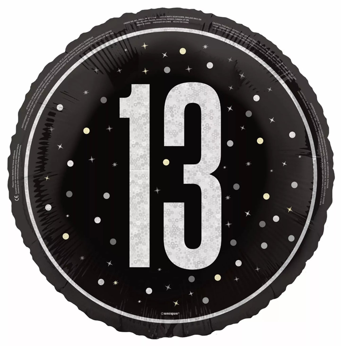 13th Birthday Round Foil Helium Balloon