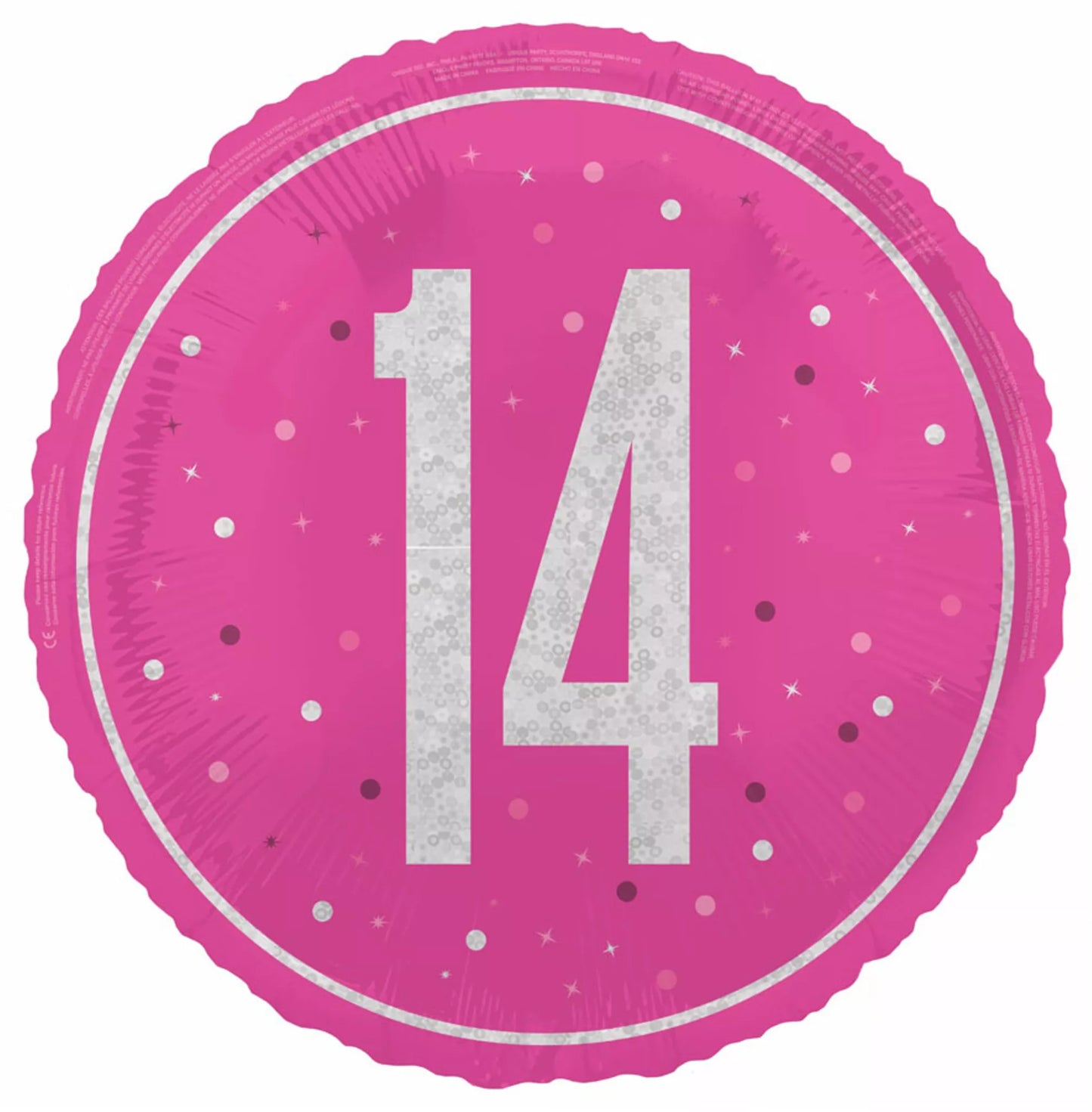 14th Birthday Round Foil Helium Balloon