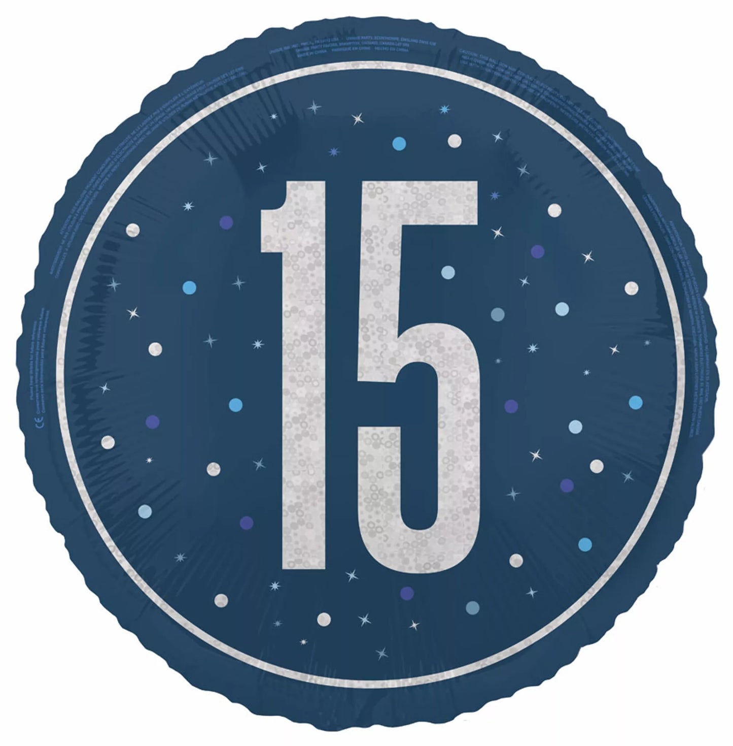 15th Birthday Round Foil Helium Balloon