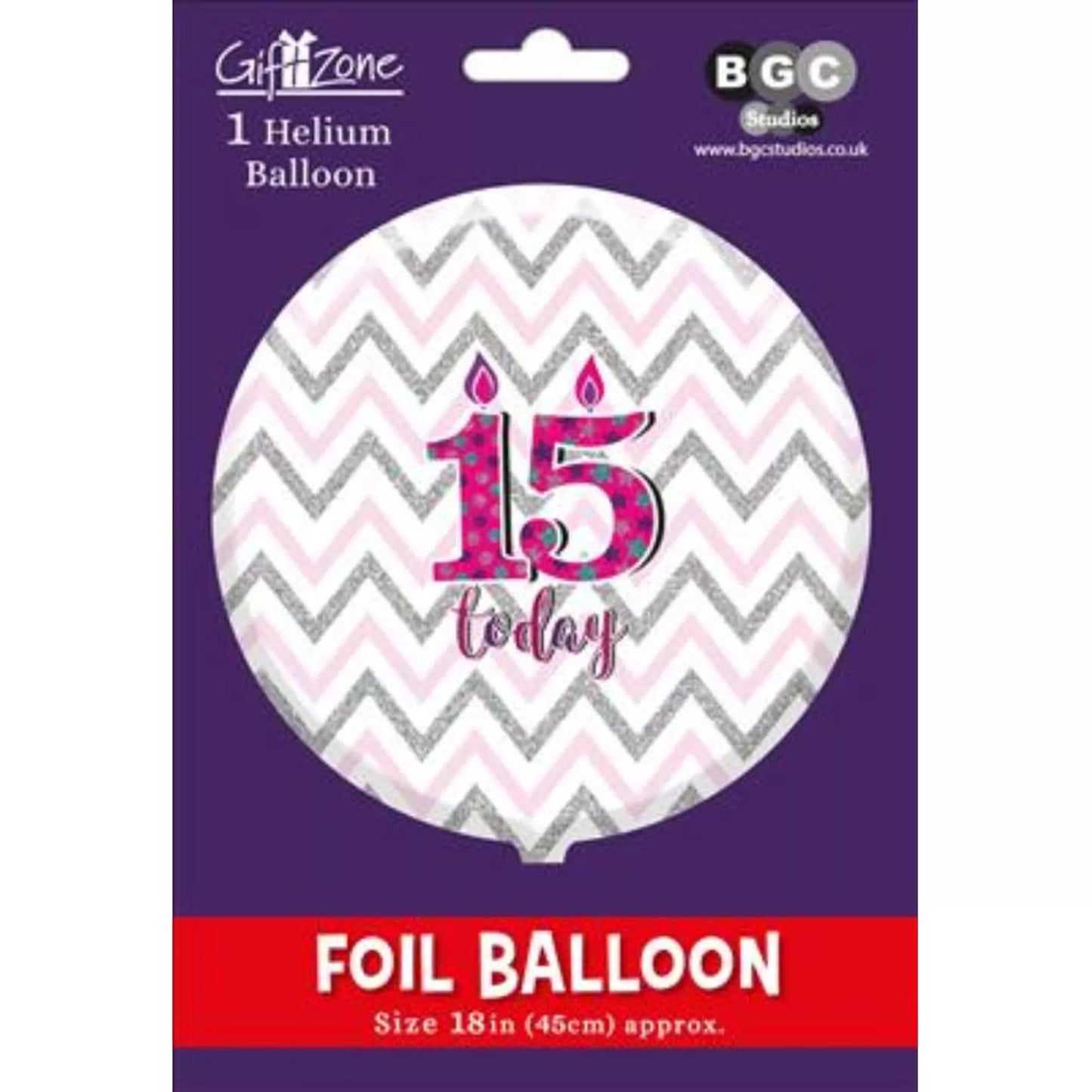 15th Birthday Round Foil Helium Balloon