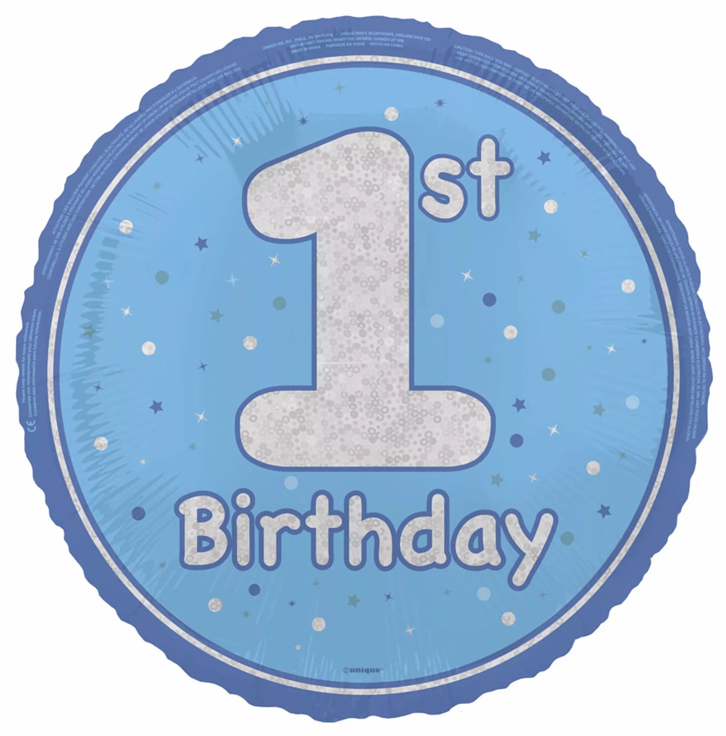 1st Birthday Round Foil Helium Balloon