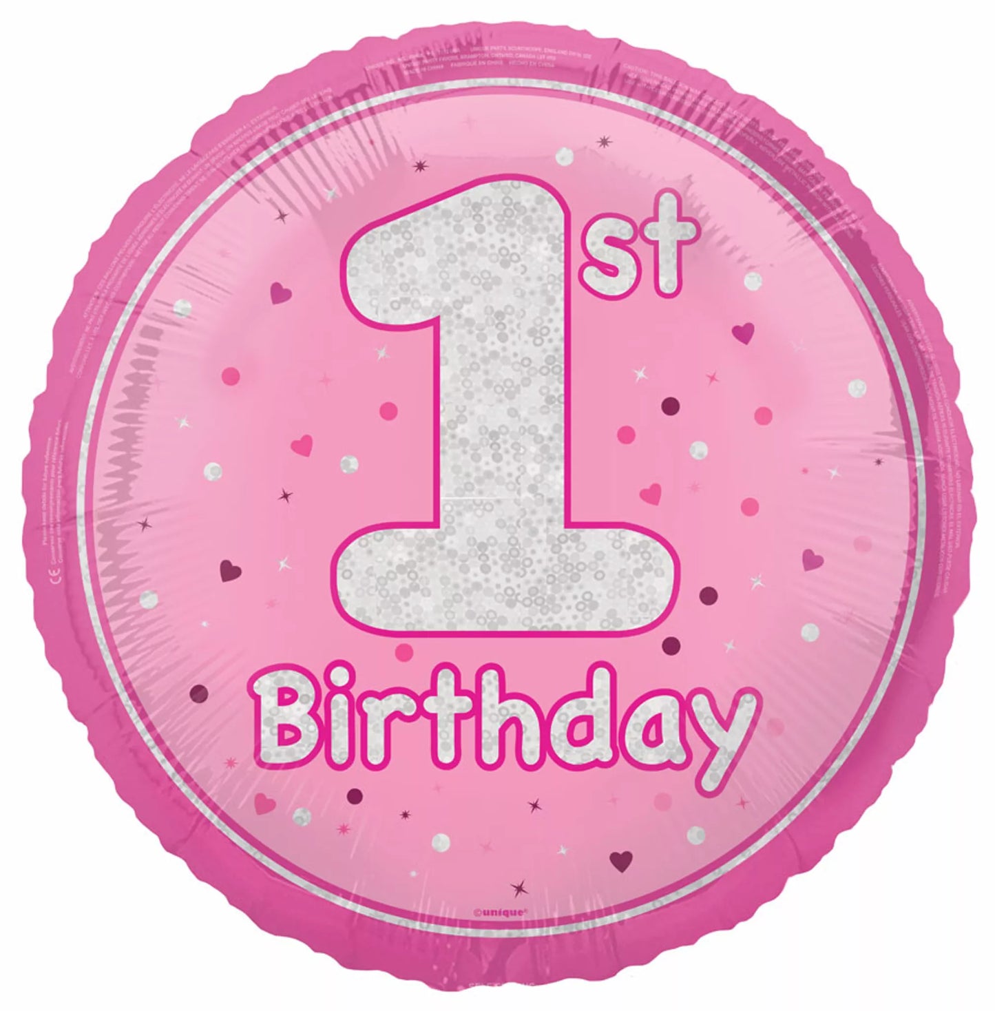 1st Birthday Round Foil Helium Balloon