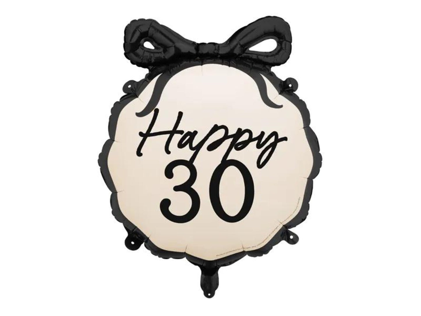Cream and Black Bow Milestone Birthday Balloon