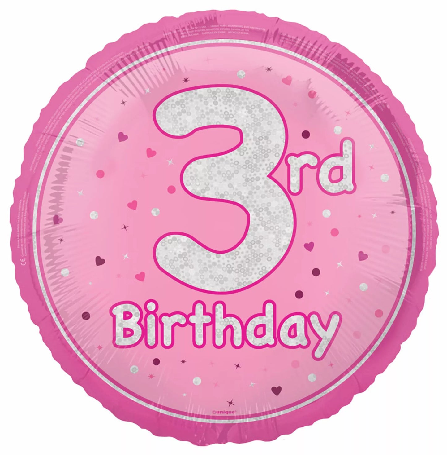 3rd Birthday Round Foil Helium Balloon