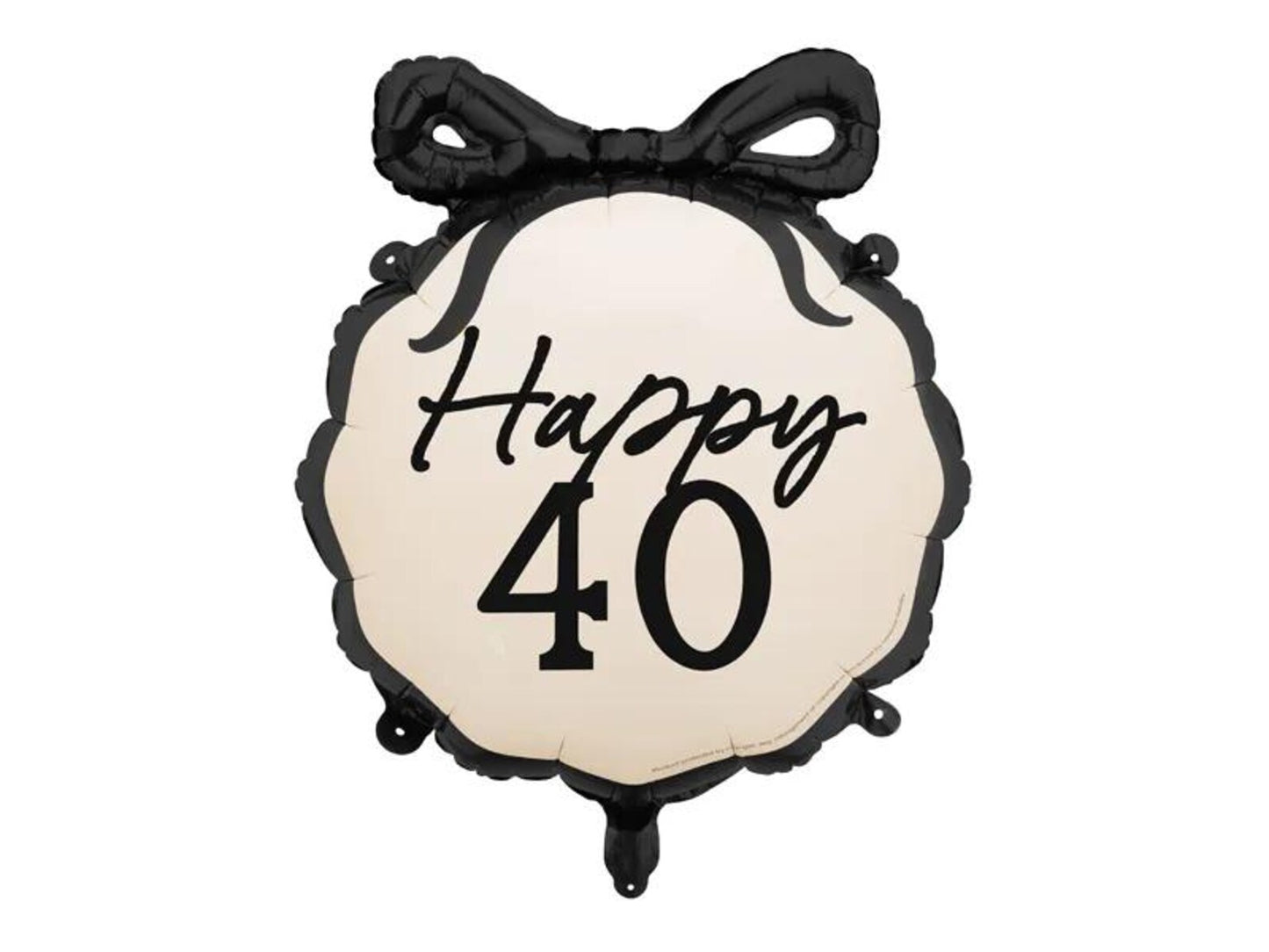Cream and Black Bow Milestone Birthday Balloon