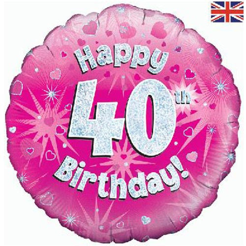 40th Birthday Round Foil Helium Balloon
