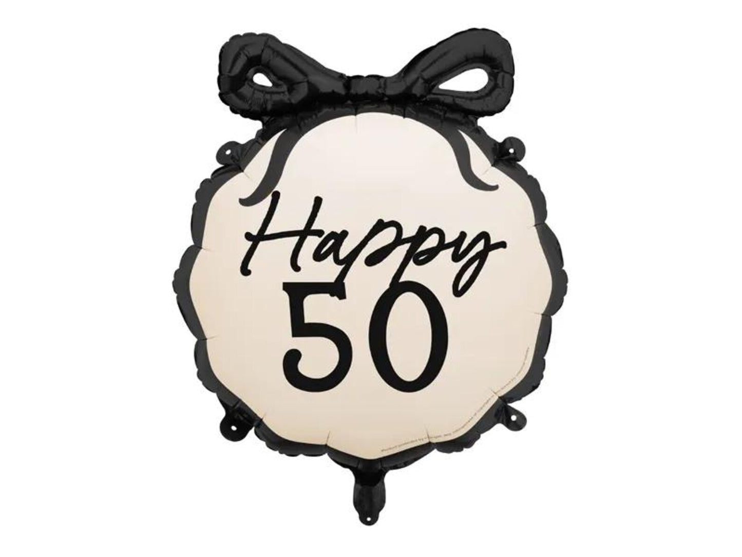 Cream and Black Bow Milestone Birthday Balloon