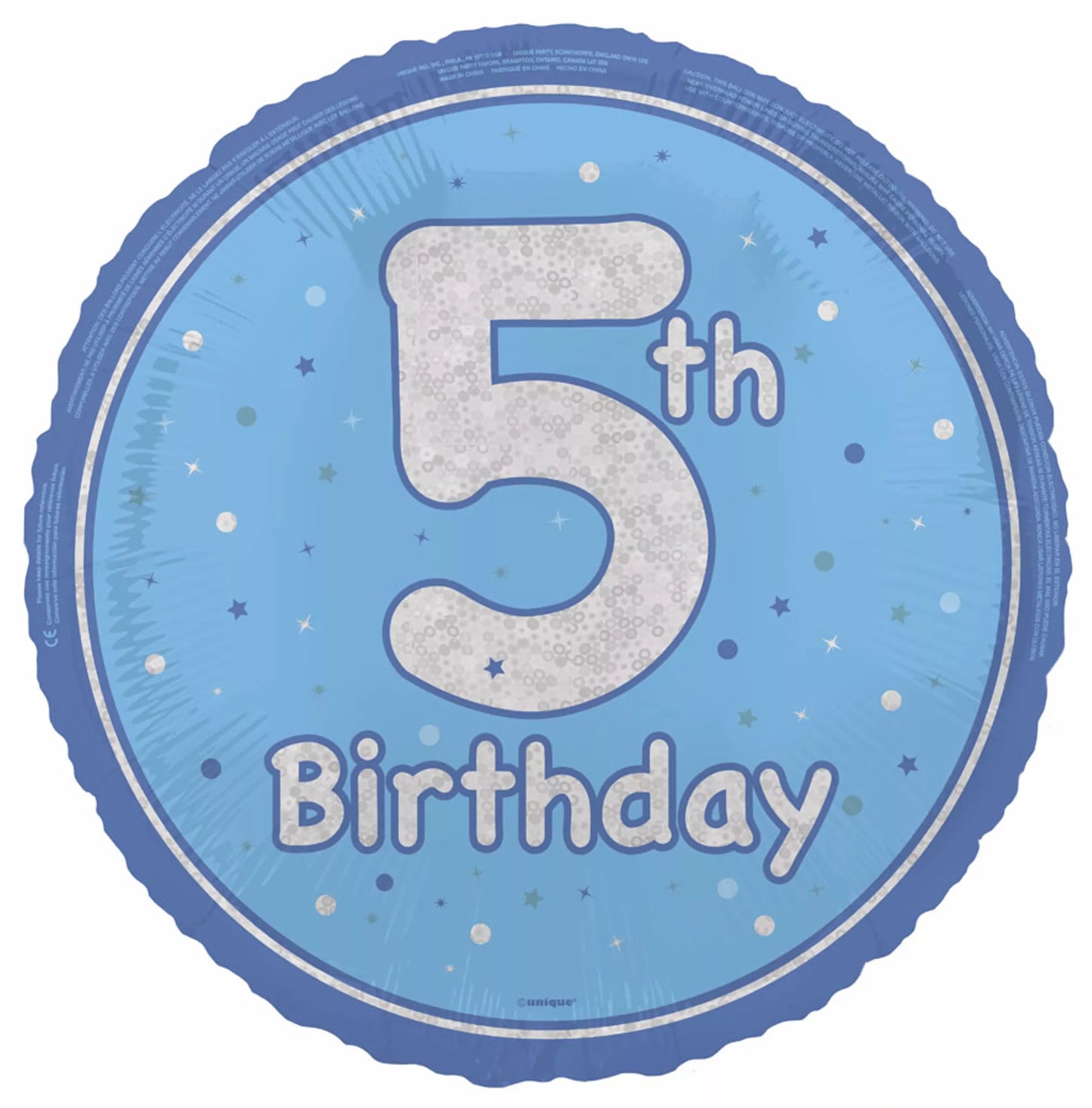 5th Birthday Round Helium balloon