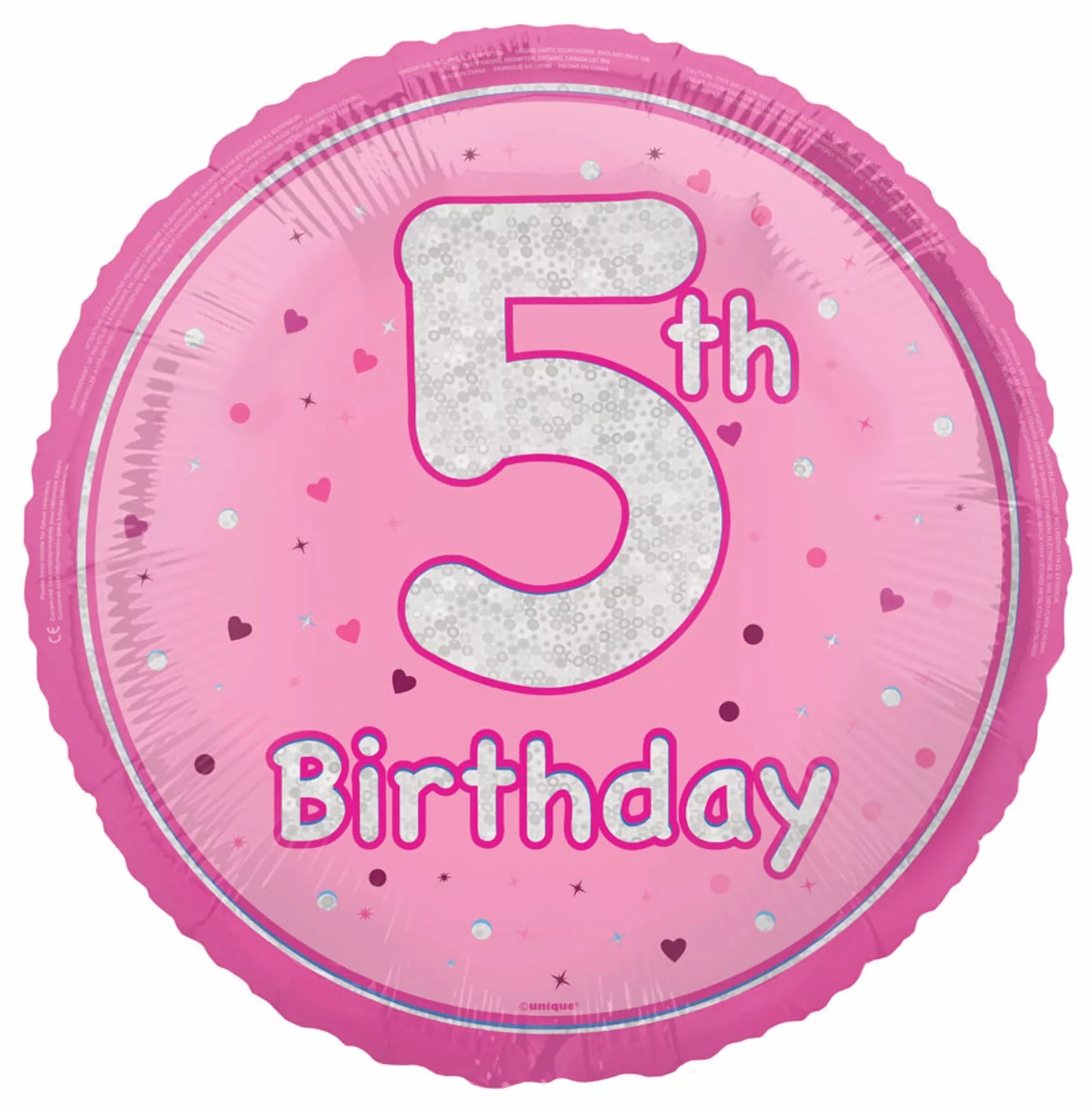 5th Birthday Round Helium balloon