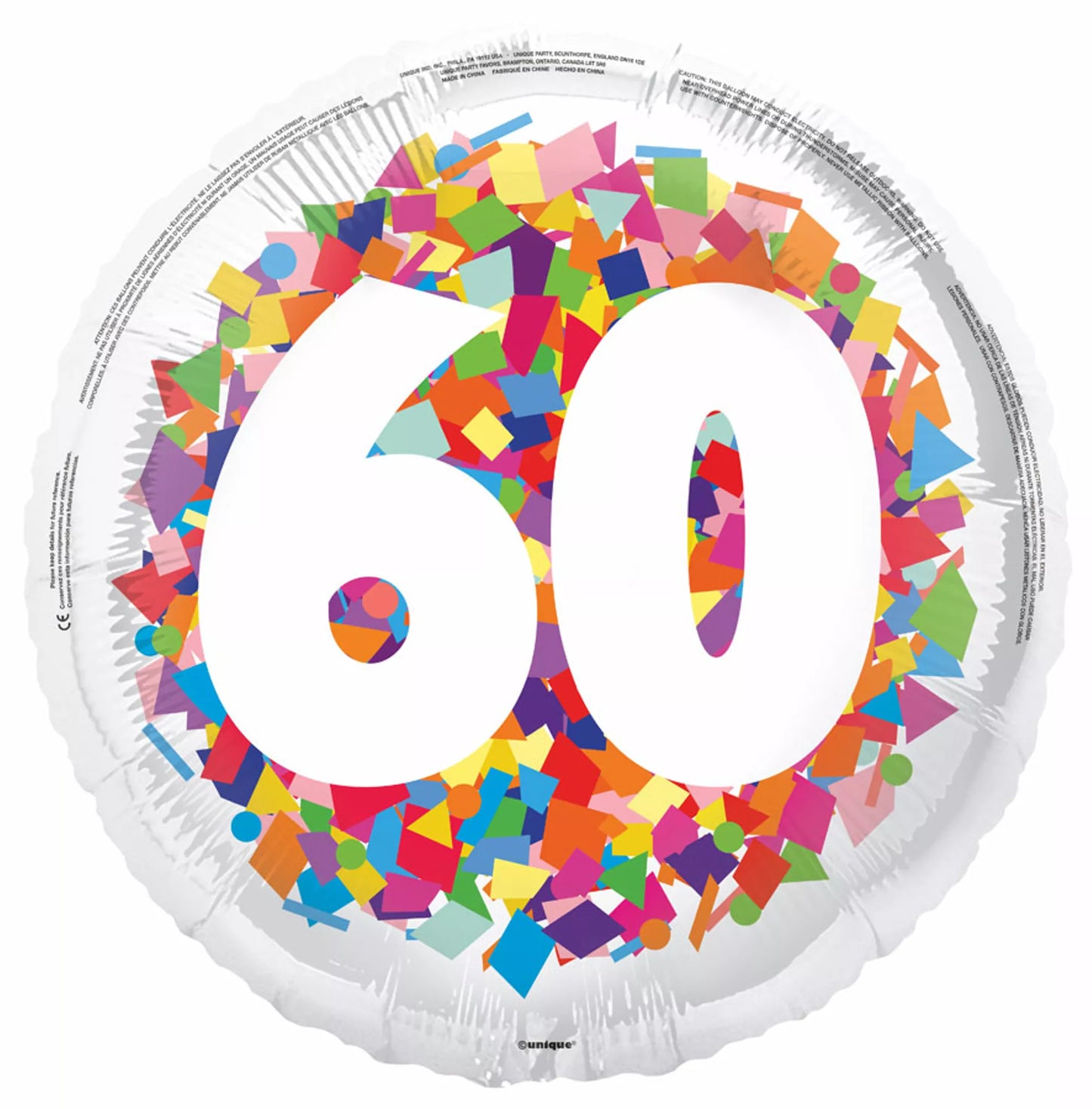 60th Birthday Round Foil Helium Balloon