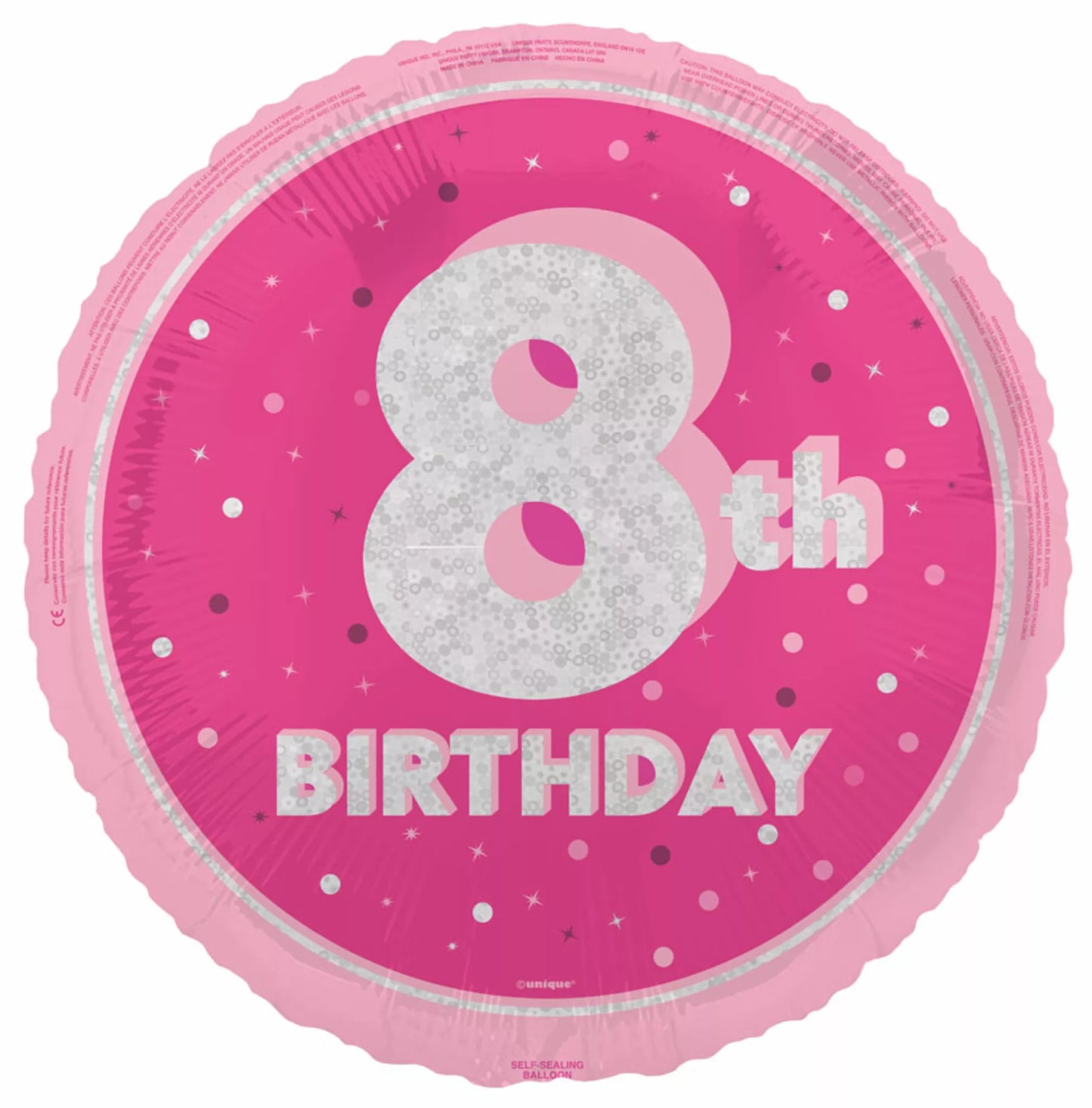 8th Birthday Round Foil Helium balloon