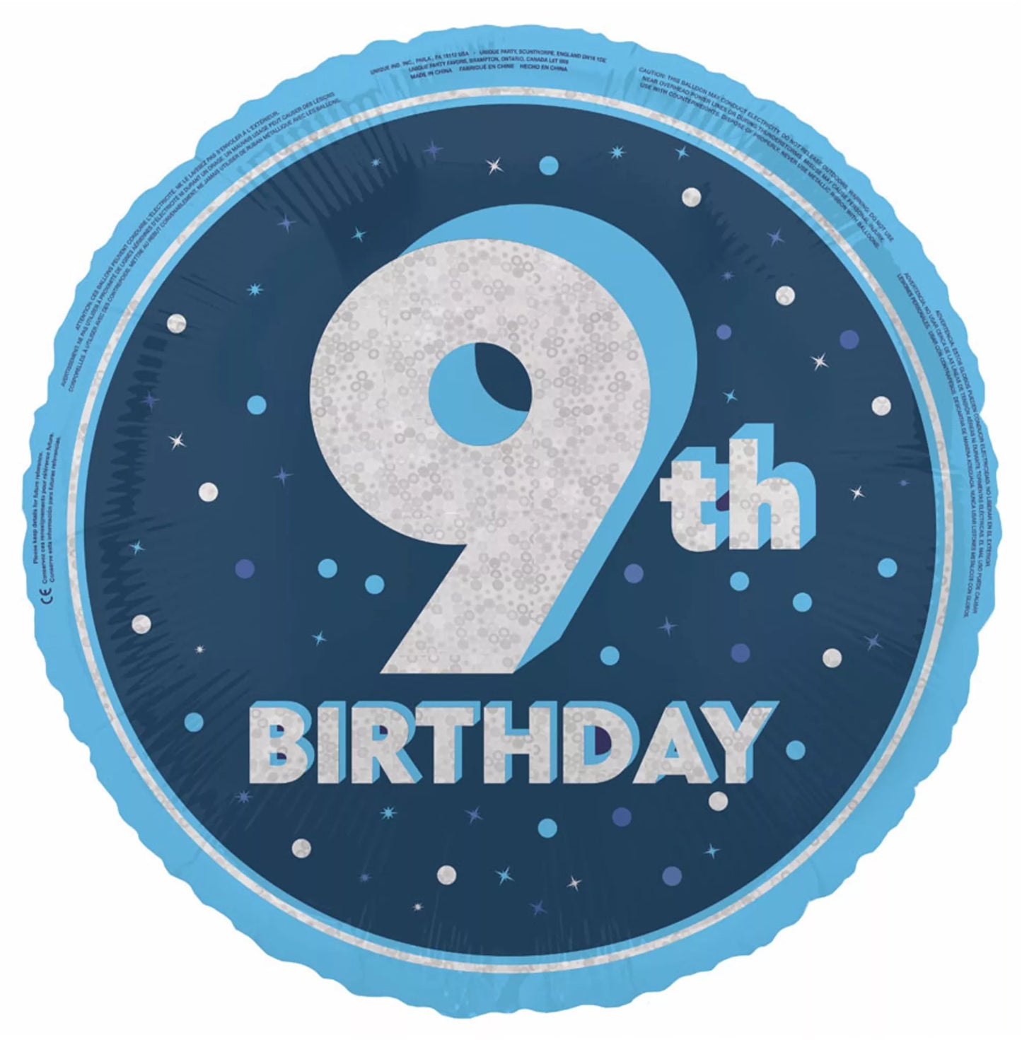 9th Birthday Round Foil Balloon
