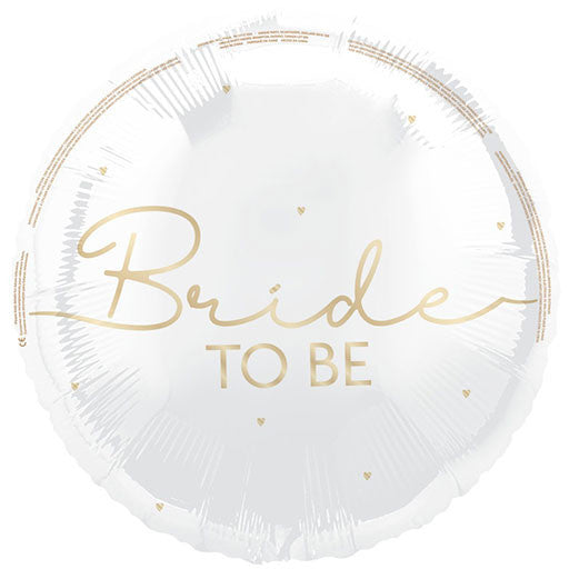 Bride to be white and gold foil helium balloon