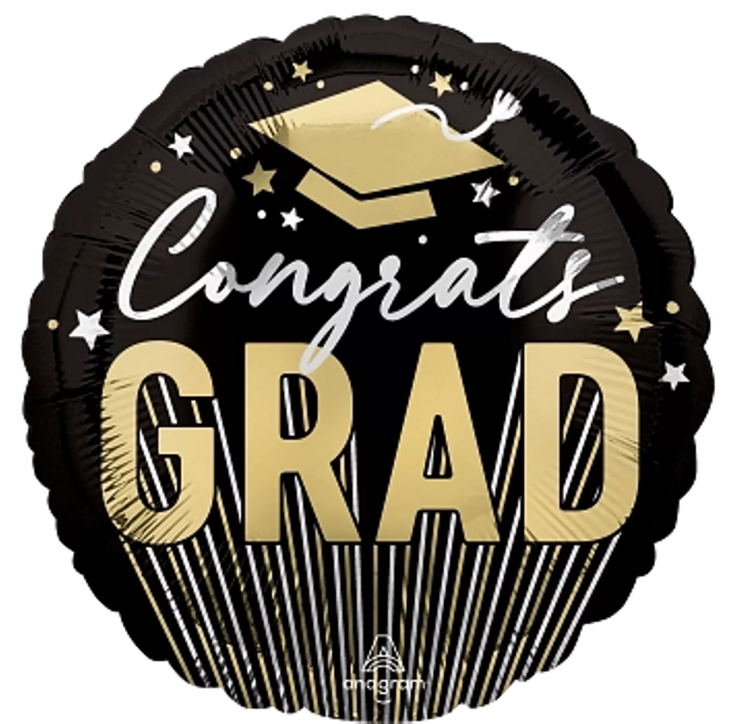 Congrats Grad Black and Gold Foil Helium Balloon