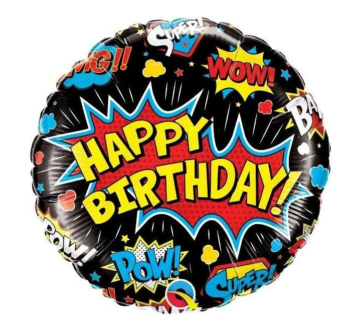 Comic Style Happy Birthday foil Helium Balloon