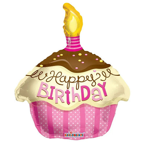 Cupcake Happy Birthday Foil Helium Balloon