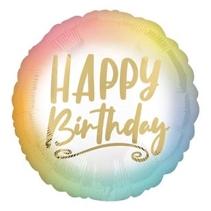Gold and Pastels Happy Birthday foil helium Balloon