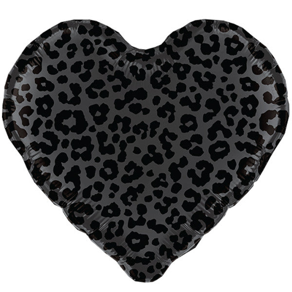 Black Leopard Print Heart Shaped Helium Balloon