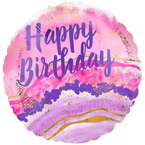 Happy Birthday Watercolour Marble Foil Helium Balloon