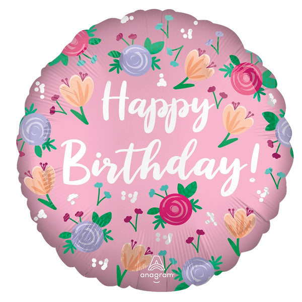 Pretty Peony Happy Birthday Foil Helium Balloon