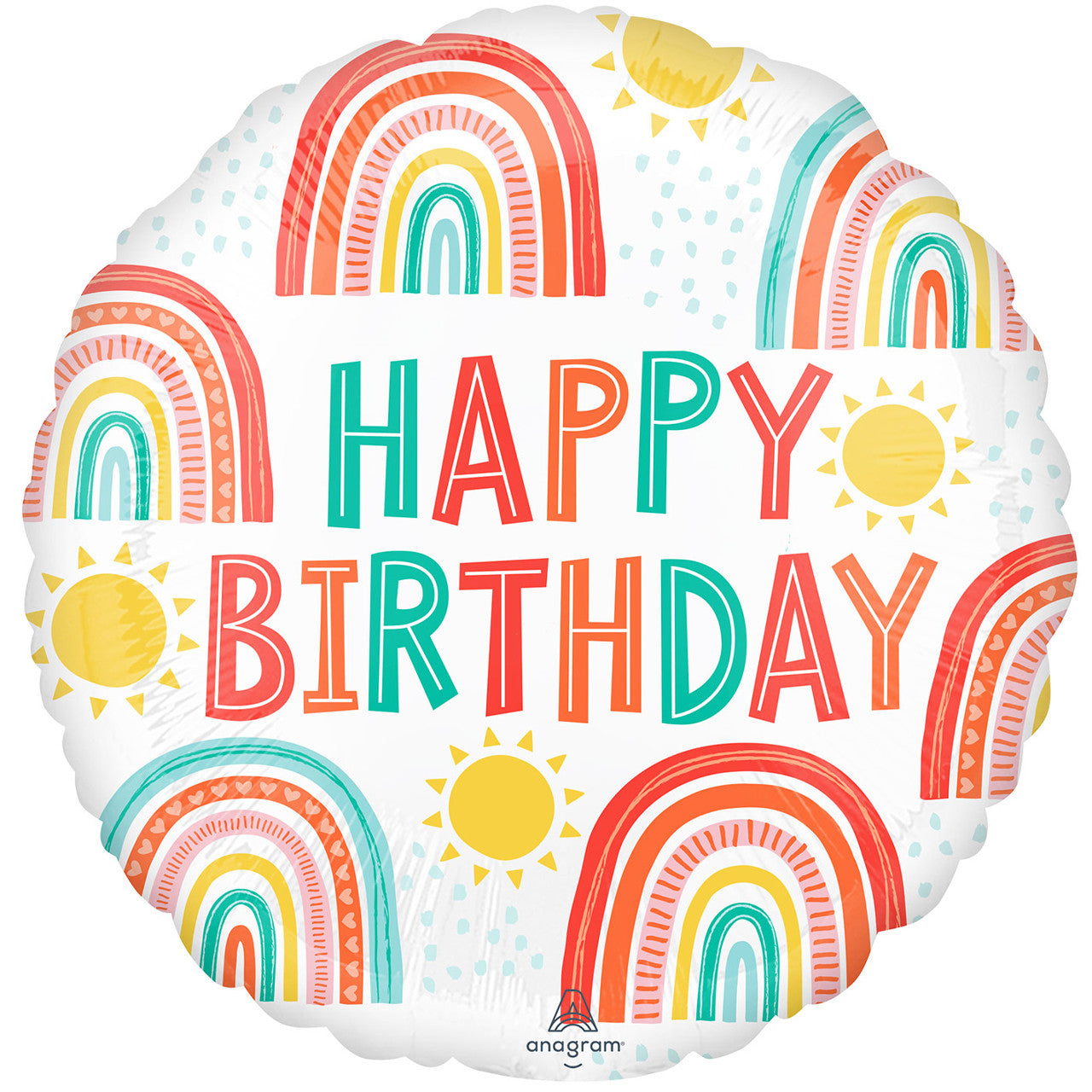 Rainbows & Sunshine Happy Birthday foil Helium Balloon