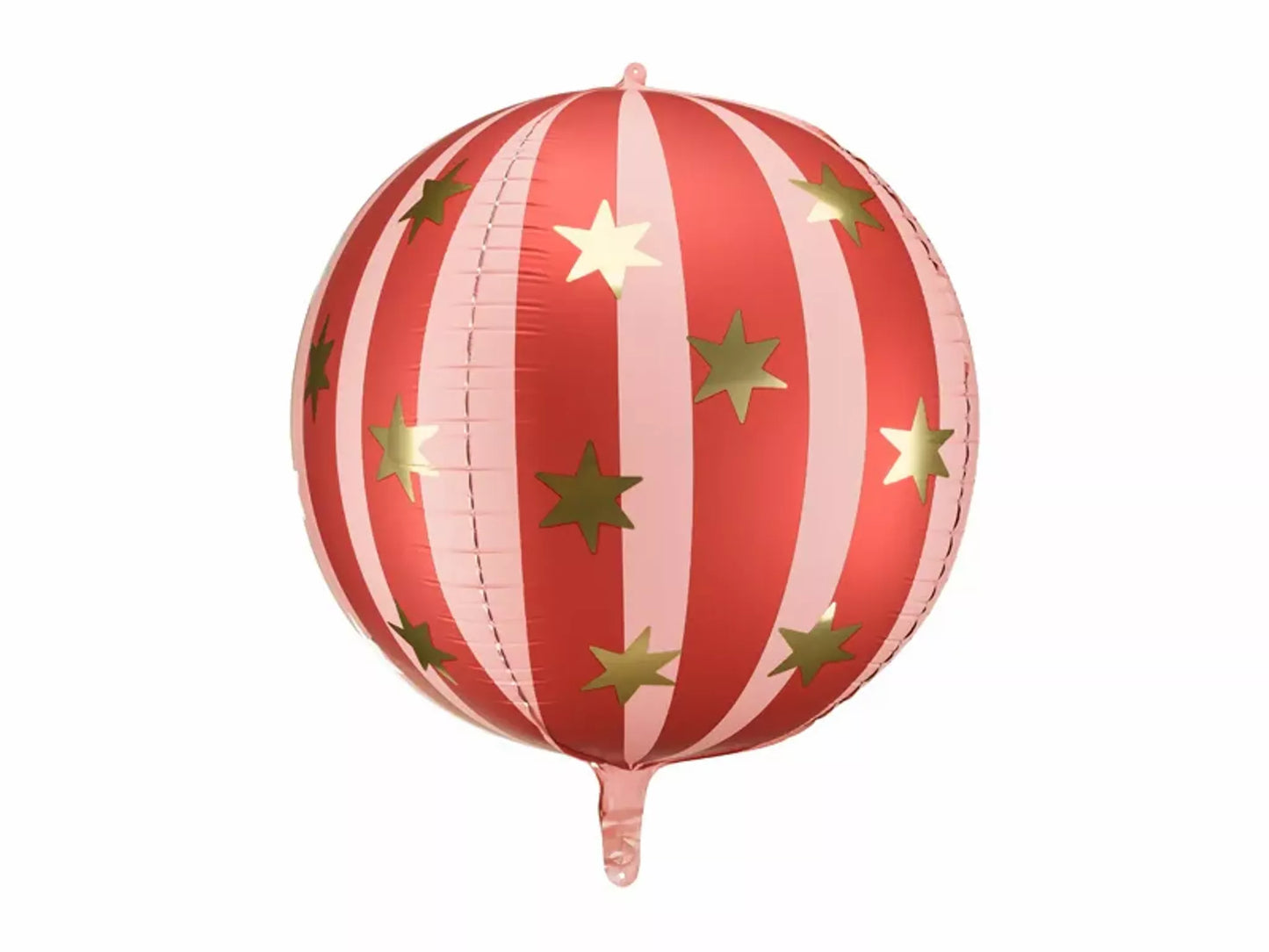 Starry red and pink striped round Foil Balloon