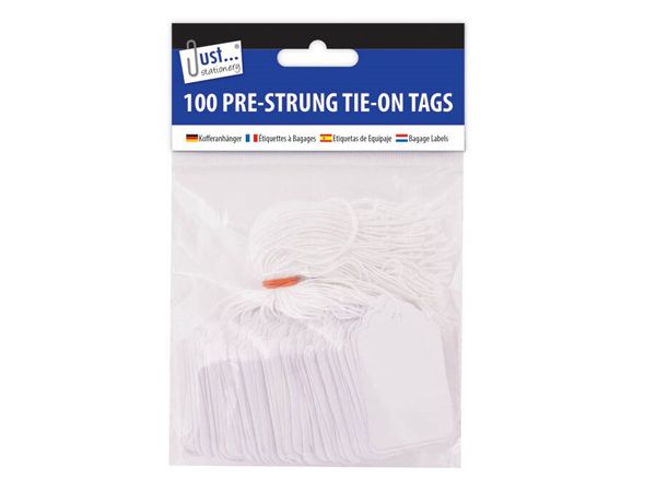 100 Pre-Strung Tie on Tag in 2 sizes