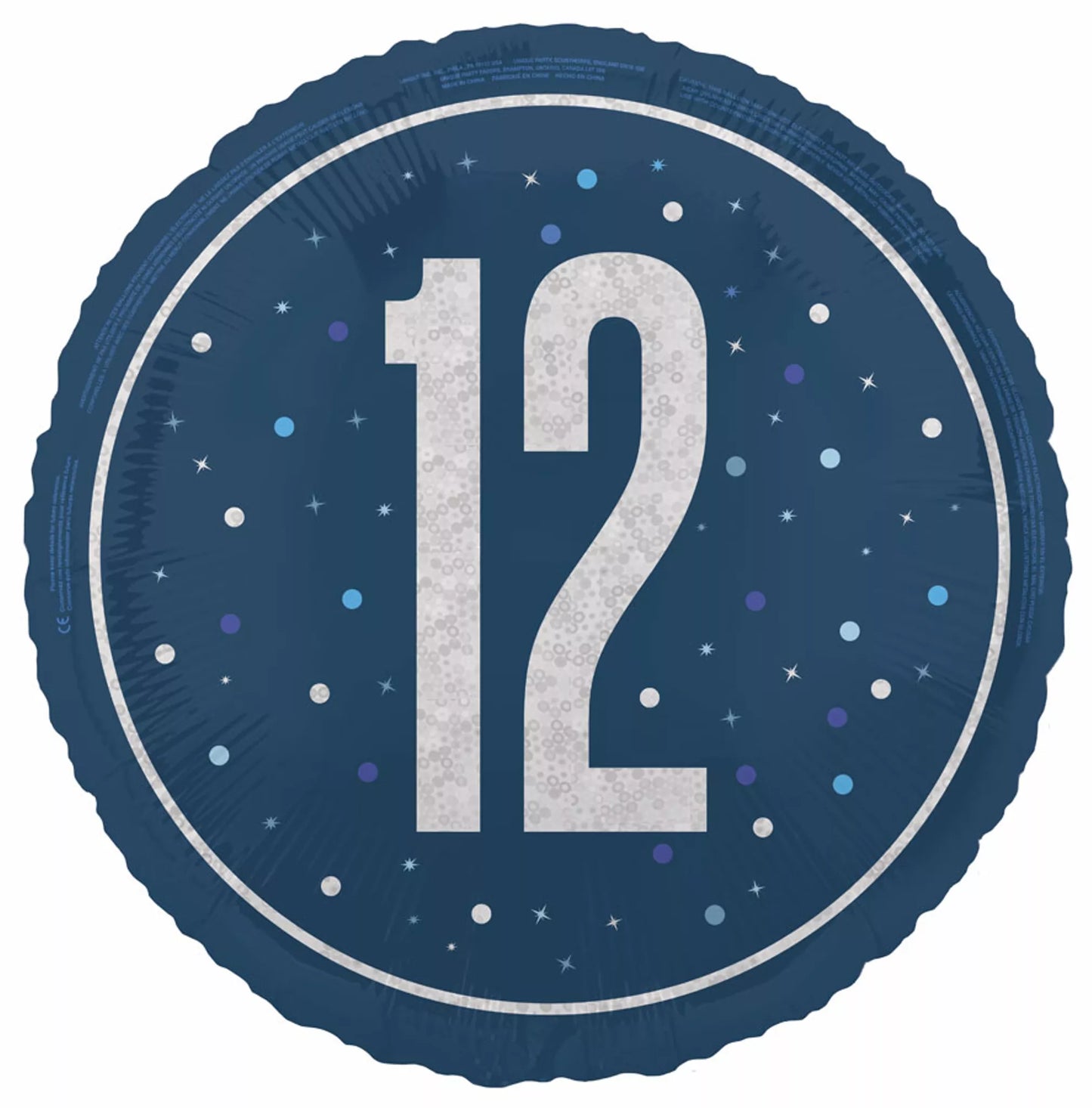 12th Birthday Round Foil Helium Balloon