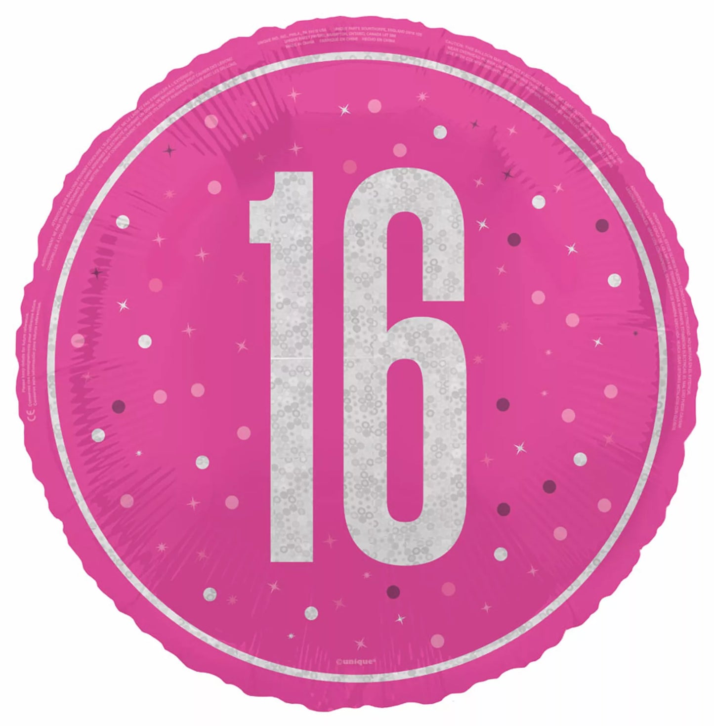 16th Birthday Round Foil Helium Balloon