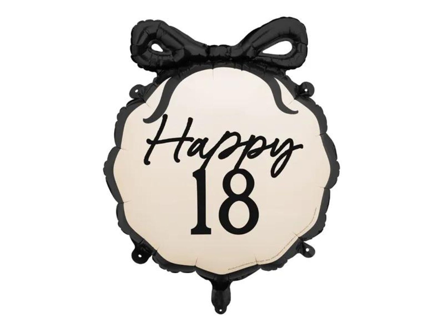 Cream and Black Bow Milestone Birthday Balloon