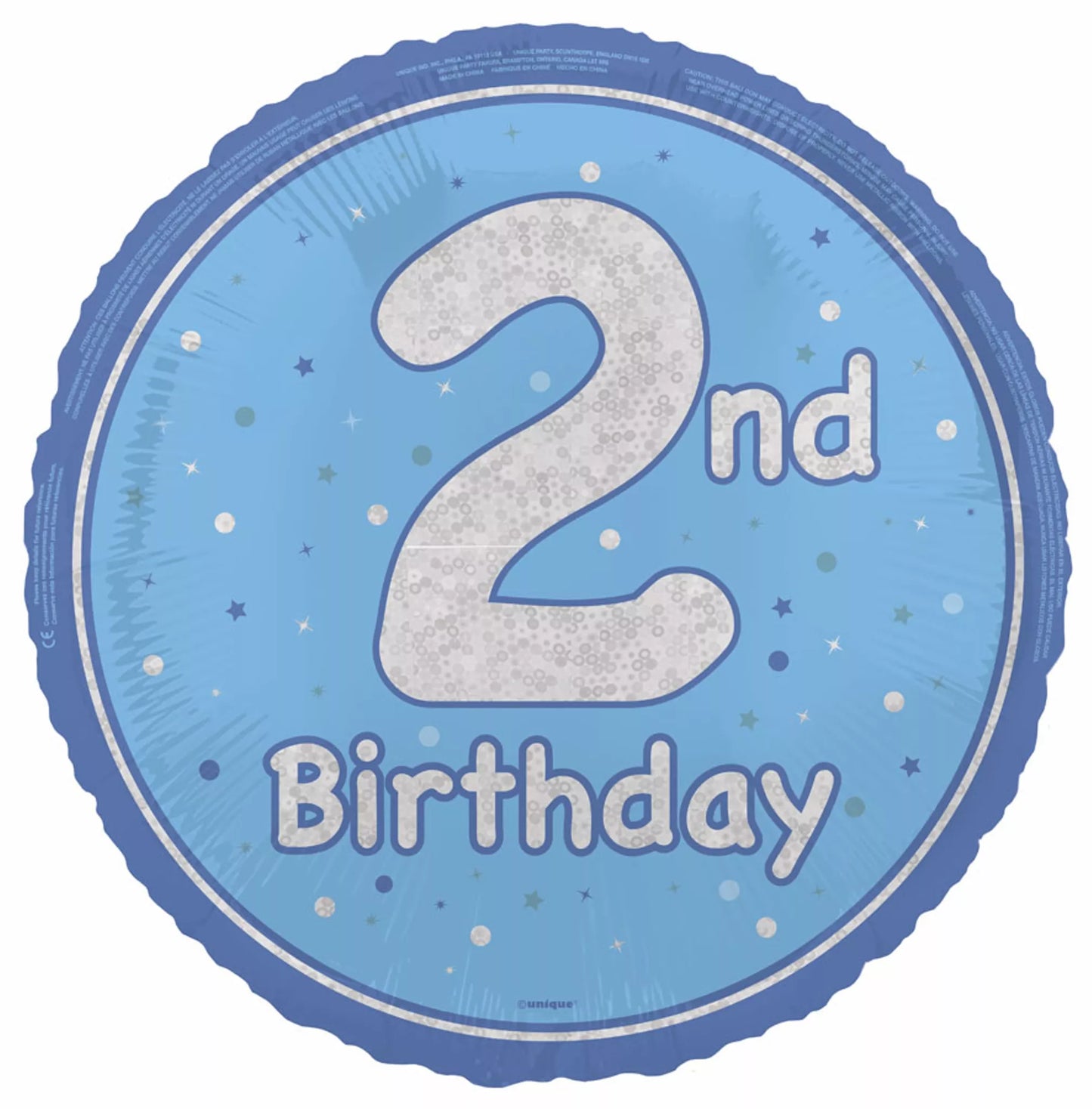 2nd Birthday Round Foil Helium Balloon