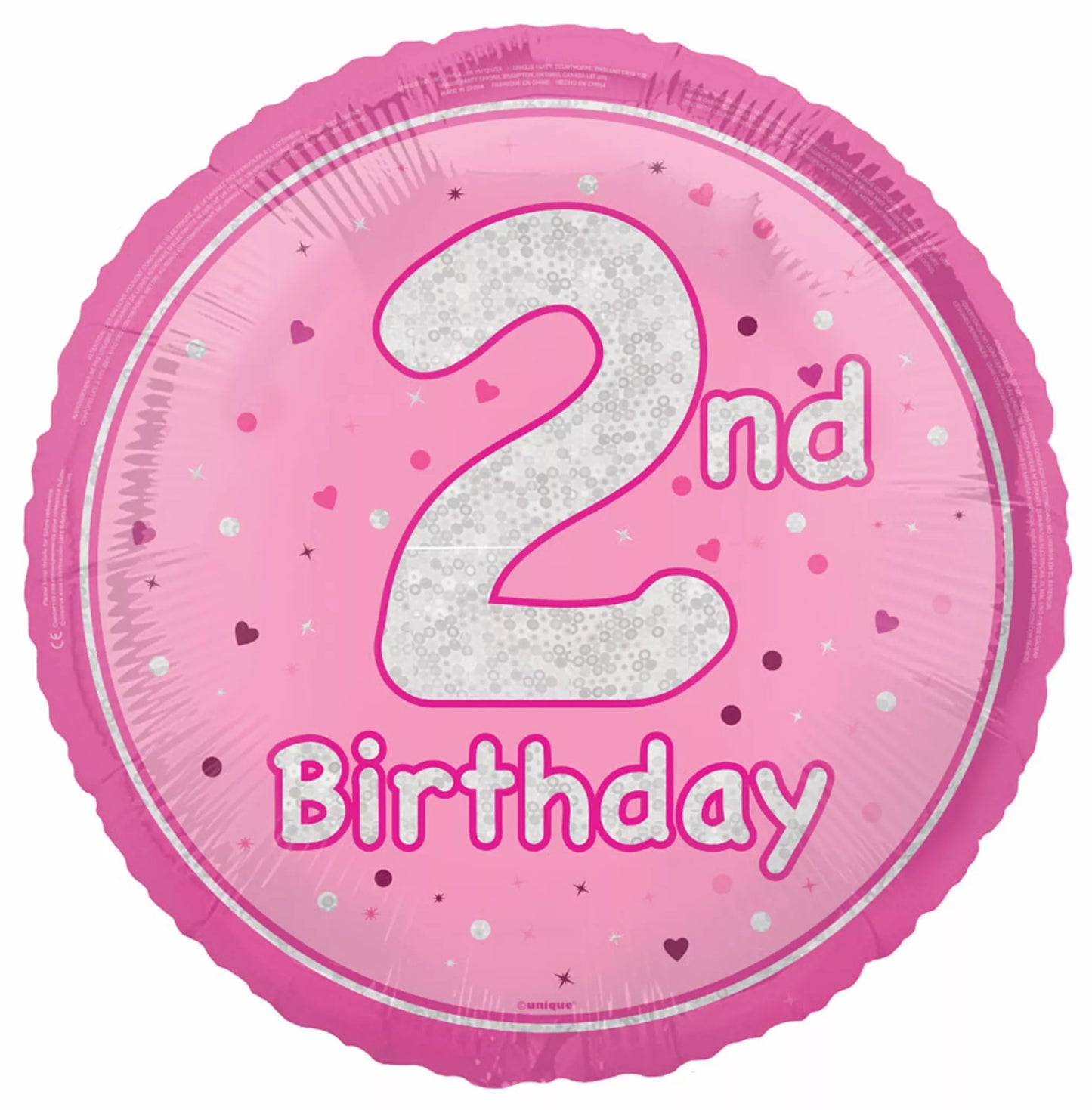 2nd Birthday Round Foil Helium Balloon