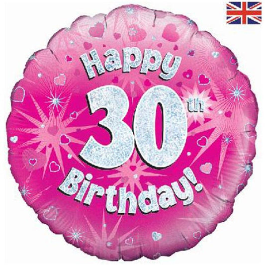 30th Birthday Round Foil Helium Balloon