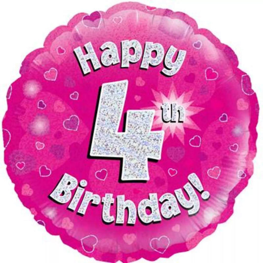 4th Birthday Round Foil Helium Balloon