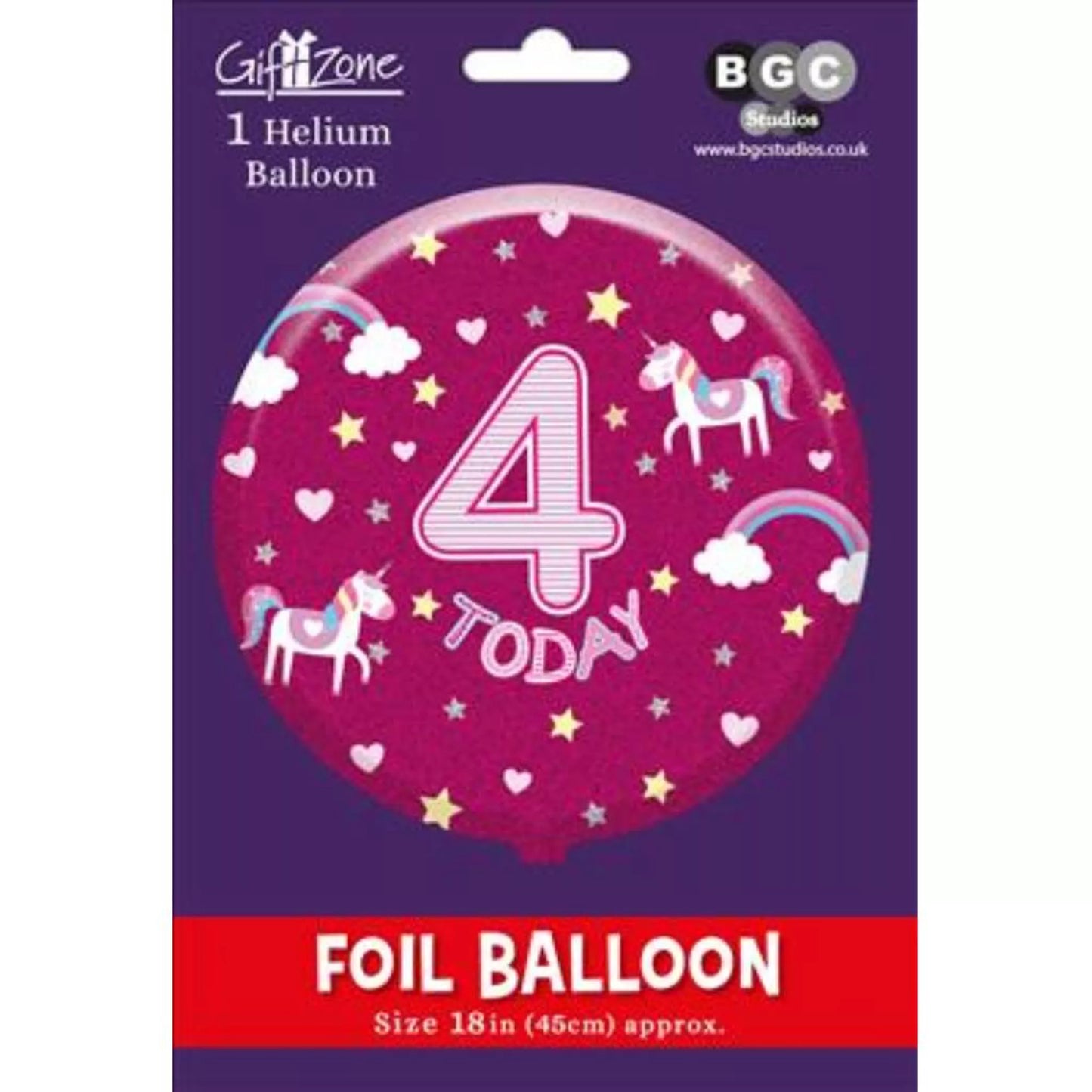 4th Birthday Round Foil Helium Balloon