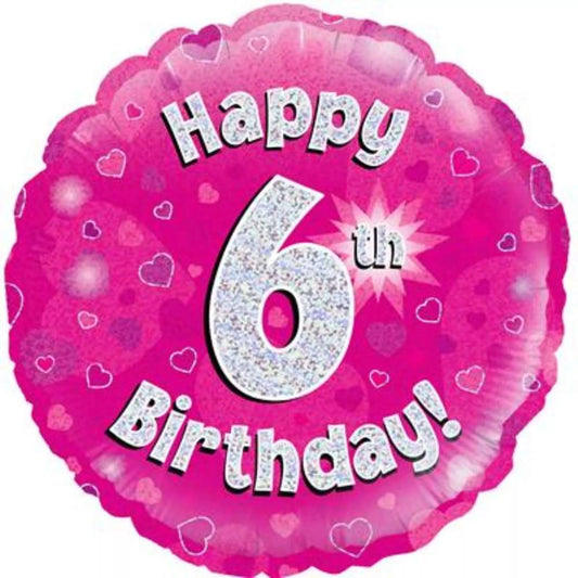 6th Birthday Round Foil Helium Balloon