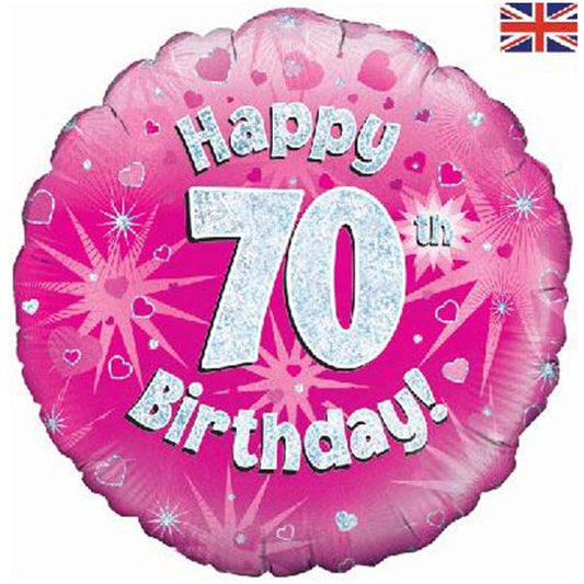 70th Birthday Round Foil Helium Balloon