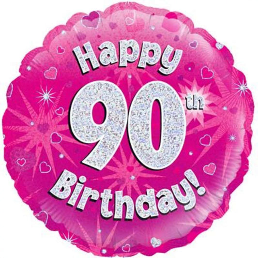 90th Birthday Round Foil Helium Balloon