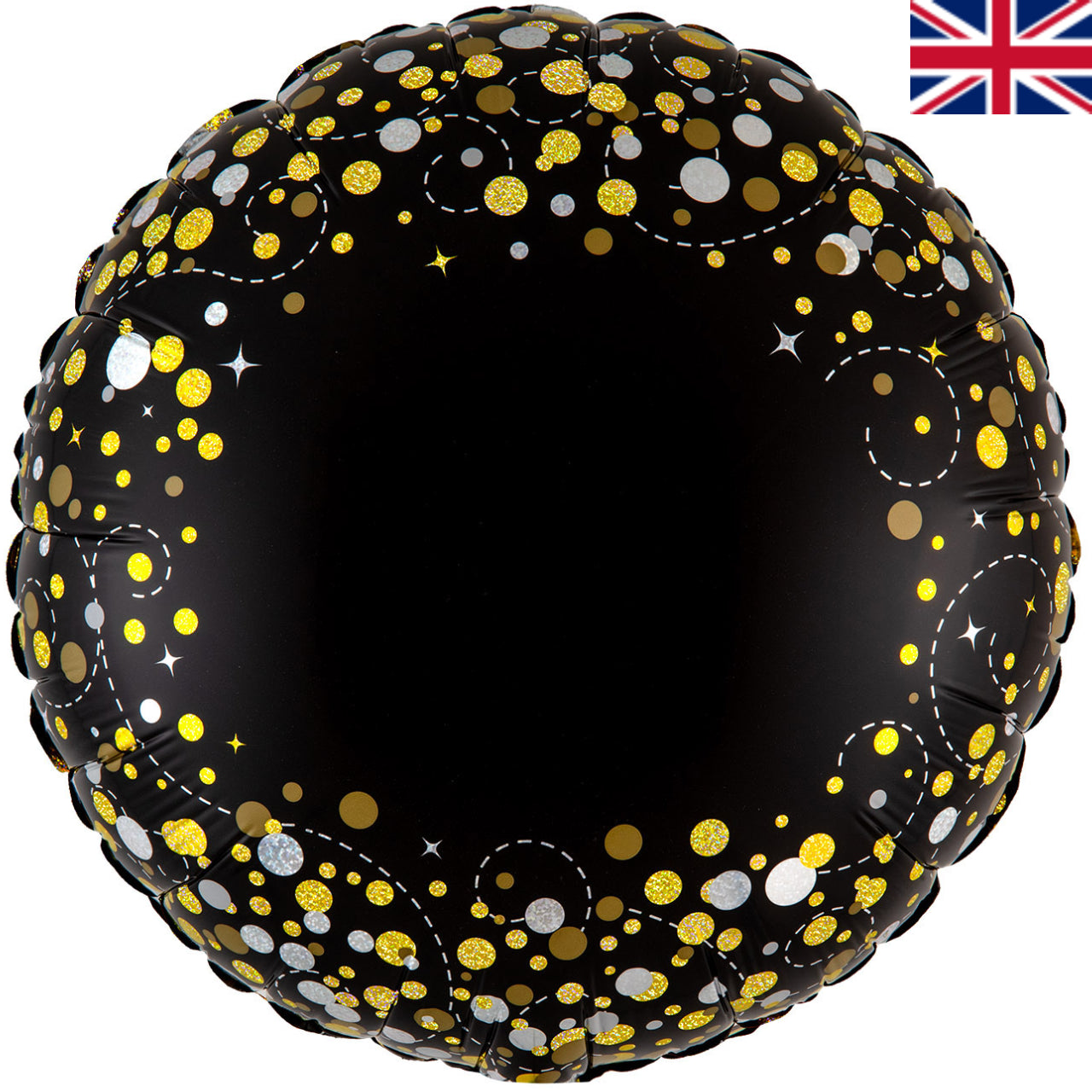 Black Sparkling Fizz Holographic Round Foil Balloon