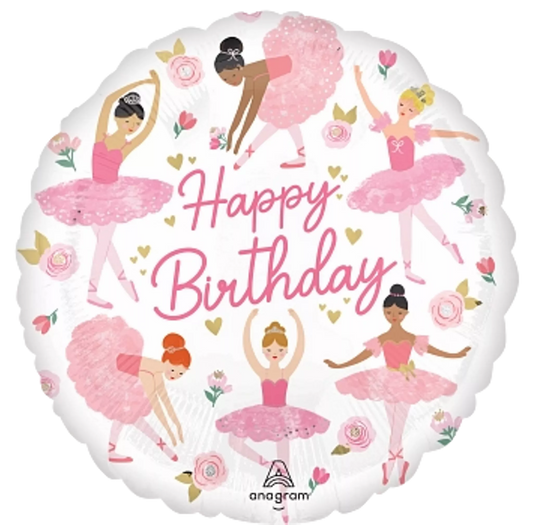 Ballerina Happy Birthday Foil Helium Balloon