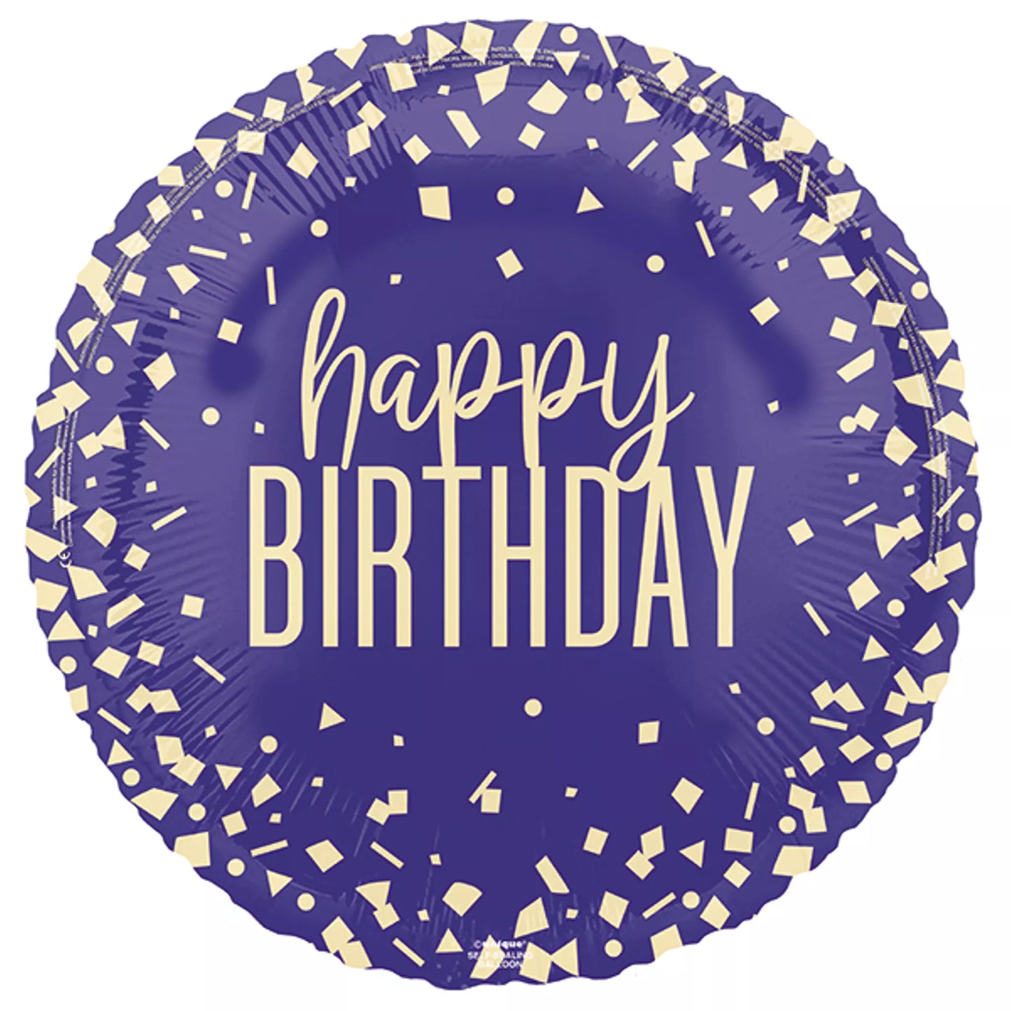Happy Birthday Blue and Gold Glitter Foil Helium Balloon