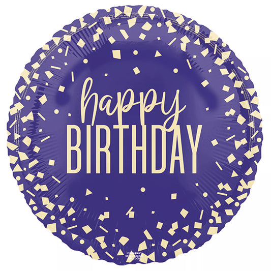 Happy Birthday Blue and Gold Glitter Foil Helium Balloon