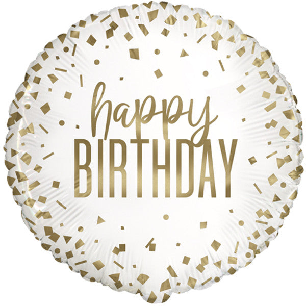 Gold Confetti Happy birthday Balloon
