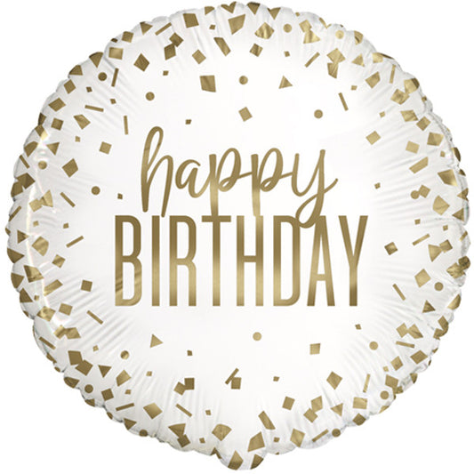 Gold Confetti Happy birthday Balloon