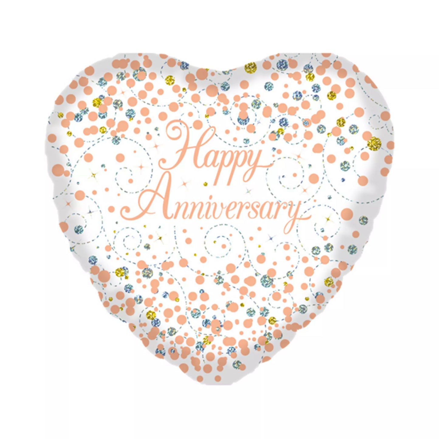 Happy Anniversary Fizz Heart Foil Helium Balloon