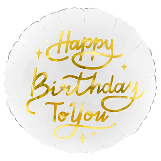 White & Gold Happy Birthday to You Foil Helium Balloon