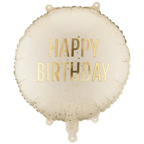 Matt Beige Happy Birthday Foil Helium Balloon