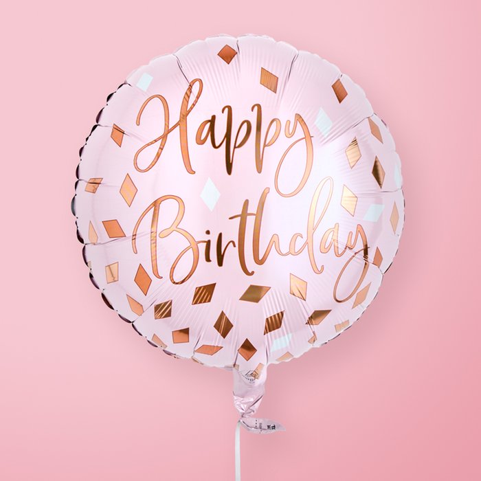 Blush Diamond Confetti Happy Birthday Foil Helium Balloon