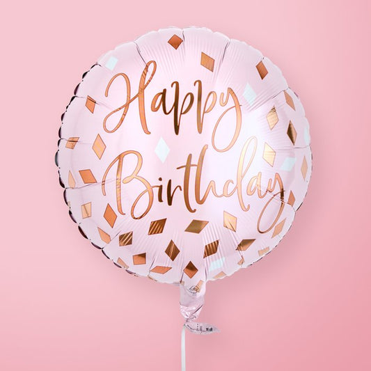 Blush Diamond Confetti Happy Birthday Foil Helium Balloon